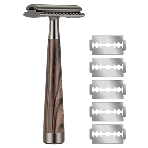 AOOWU Rasierhobel für Männer mit 5 Klingen Edelstahl, Premium Rasierhobel Damen, Doppel-Schneidekante, Metall Rasierer Sicher & Wiederverwendbar, Nassrasierer für Eine Sanfte & Präzise Rasur