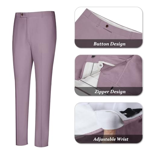 Image of Men's Linen Suit 2 Piece Slim Fit Summer Beach Wedding Prom Party | Breathable,Linen Blazer Suit Set,for Beach Weddings,Groom Wear,Prom and Outdoor Parties,Business Casual,Vacation Daily Wear