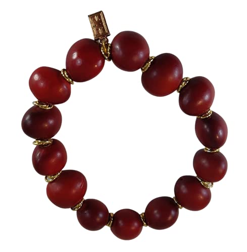 Image of EVELYN BROOKS Classic Stretchy Adjustable Beaded Bracelet for Women 6.5 inch - 7.5 inch w /Meaningful Good Luck Huayruro Seeds Beads - Great Gifts for Mom, Daughter, Sister, Aunt, Girlfriend