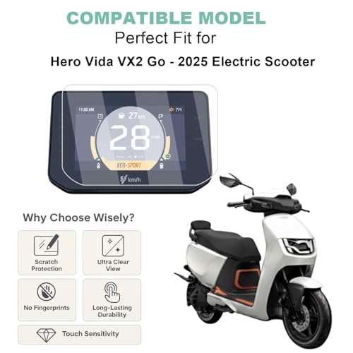 Image of Wisely Pack 2 - Screen Guard for NEW Hero Vida VX2 Go 2025 Electric Scooter - TFT Display Digital Meter Protector - HD Clear, Full Cover - Easy Installation Kit - EV Scooty Accessories
