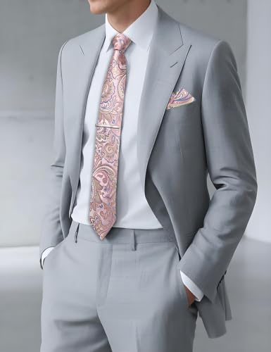Image of DiBanGu Silk Floral Ties for Men Woven Paisley Necktie