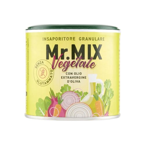 Mr. MIX, Insaporitore Granulare Vegetale, Senza Glutammato, con Olio EVO, Barattolo da 115gr