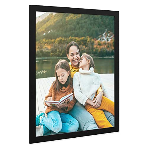 PHOTOLINI Bilderrahmen 40x50 Holz MDF Schwarz, breiter Bilderrahmen 50x40 schwarz mit bruchsicherem Acrylglas, Rahmen 40x50 zum Aufhängen & Zubehör - Picture Frames für Ihre stilvolle Wanddekoration