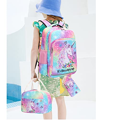 Btoop Girls Backpack Kids Elementary Bookbag Girly School Bag With Insulated Lunch Tote And Pencil Pouch (Tie Dye Galaxy - 3 Pieces) #TOP1