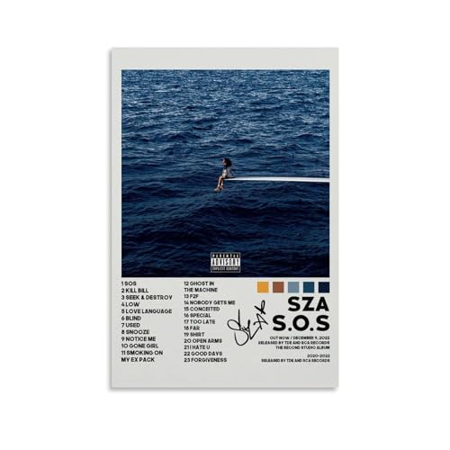 verimp Sza Poster Sos Music Album Cover Poster Decorative Painting Canvas Wall Posters And Art Picture Print Modern Family Bedroom Decor Posters 12x18inch(30x45cm)