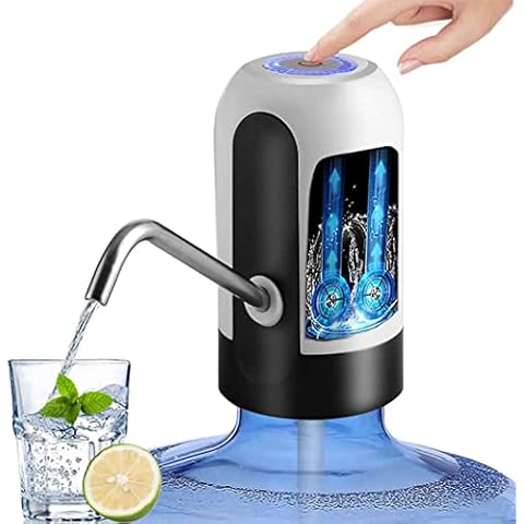 Water Bottle Dispenser, Wate Pump 5 gallon water dispenser Automatic Drinking Water Pump Water Jug Dispenser Smart USB Rechargeable Water Jug Pump Dispenser Switch for Universal 5 Gallon Bottle -White Cover