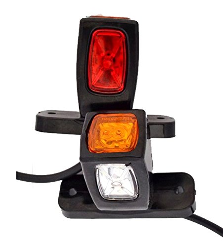Lot de 2 feux de gabarit à LED 12/24 V pour châssis de camion, remorque, benne rouge, blanc, orange Cover
