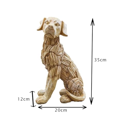 Garden Mile Hund Garten Ornament Outdoor Tier Skulptur mit rustikaler Holzoptik Groß Wetterfest Wasserdicht Labrador Treibholz Rasen Statue Indoor Decor Figur Haustier Gedenkholz Skulptur
