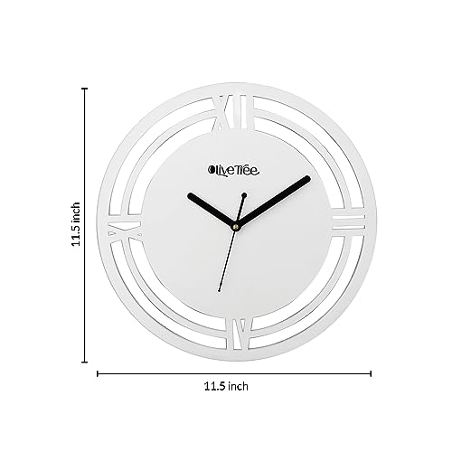 Image of Olive Tree Wooden Designer Non- Ticking Silent Wall Clock for Home | Wooden Wall Clock for Living Room Bedroom | Designer Wooden Stylish Clocks for Home /Wall Dcor - 1015
