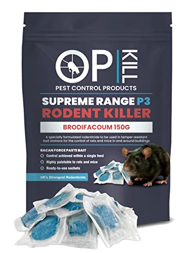 Opkill Rat Poison & Mouse killer - 150g Strongest Supreme Range Bait Available Single Feed Fast acting and Safe for Professional and Domestic use Professional Choice Paste 150G Sachets