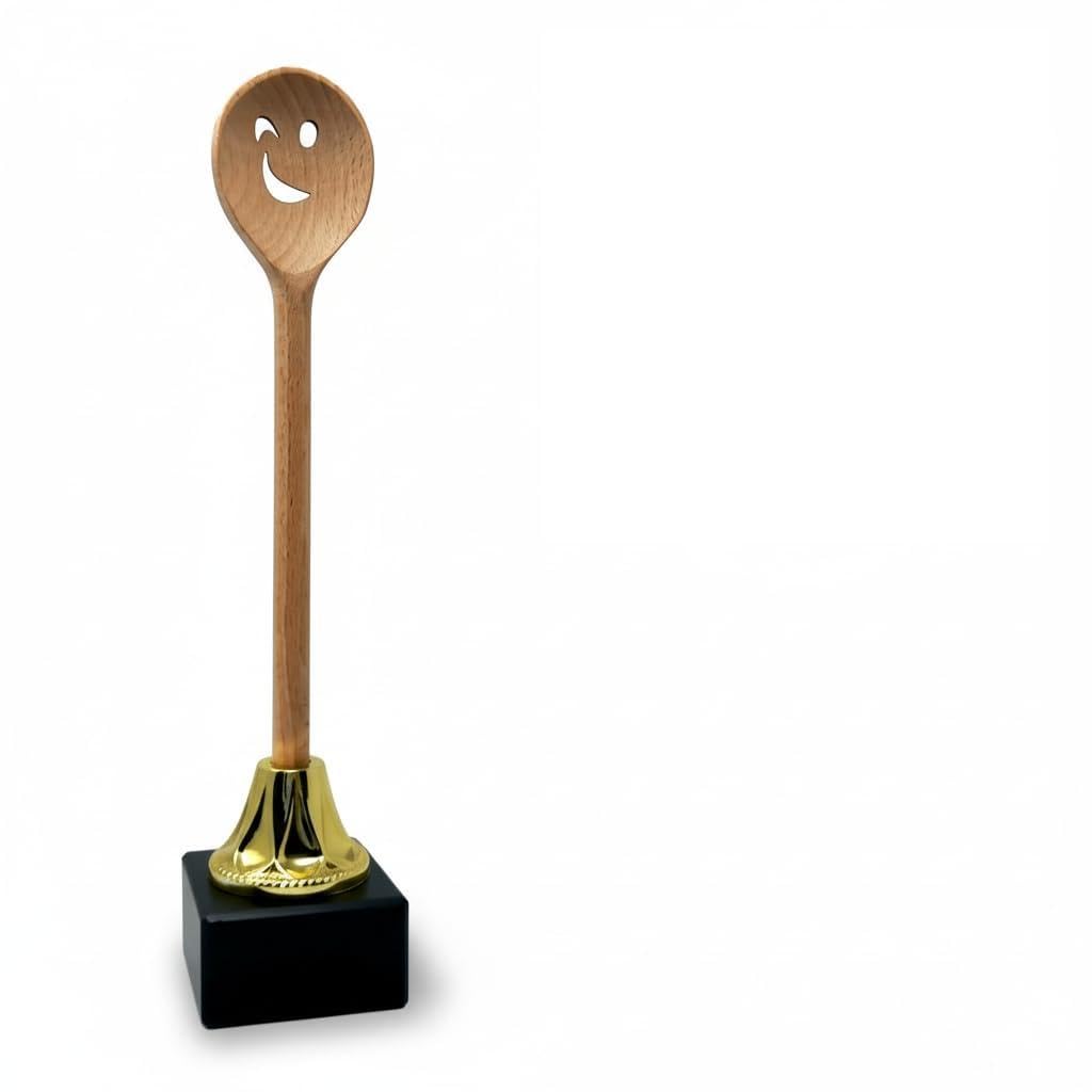 Generico Trofeo Cucchiaio di Legno Fantacalcio – Ultimo Classificato – Base in Marmo con Targhetta Personalizzata Omaggio