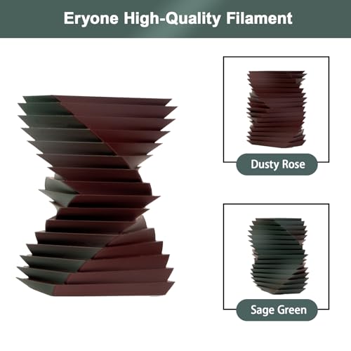 Image of ERYONE Matte Dual Color 3D Printer PLA Filament 1.75 + /- 0.03mm, Matte Bicolor Filament PLA 1KG(2.2LBS) Spool, Dusty Rose&Sage Green
