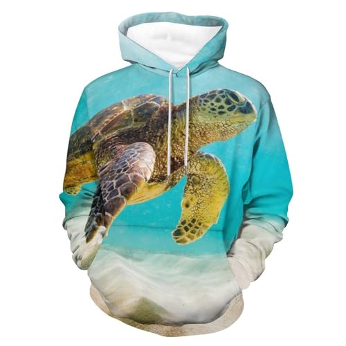 Hoodie Tortue Bleue UMENG Unisexe en Taille S pour Homme et Femme