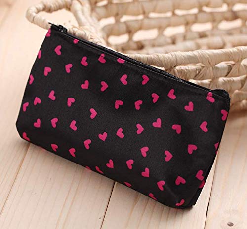 Happydaily Pack Of 7 Fashion Design Muliti-Functional Bag Using As Makeup Bag Or Cosmetic Pouch Or Travel Toiletry Or Carrying Purse (Heart(Pink/Hotpink/Red/Black)+Polka Dot(Hotpink/Red)+Leopard) #TOP6