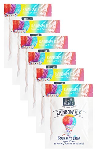 Project 7 Sugar Free Gourmet Gum, Rainbow Ice, 6 Pouches, 72 Pieces Total