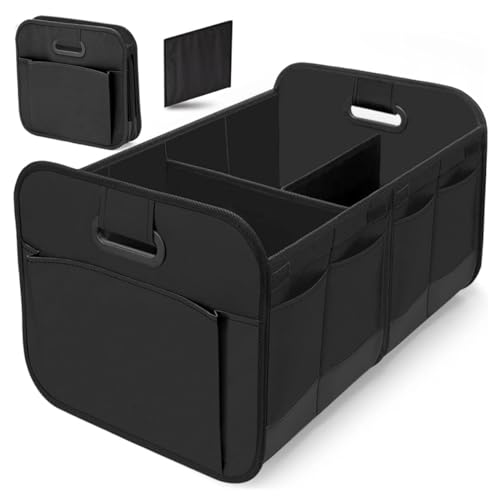 Image of STHIRA Car Boot Organizer, Foldable Trunk Organizer With Multi-Compartments Handles & Waterproof 600D Oxford Polyester Organiser Versatile Storage Box, Office, Outdoor Use, Automobiles, Black
