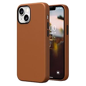 SURPHY Lederen Hoesje Compatibel met iPhone 13 Mini Hoesje 5.4 inch, Premium PU Lederen Hoesje Cover (met Metalen Knoppen & Microfiber Voering) voor iPhone 13 Mini (Bruin)