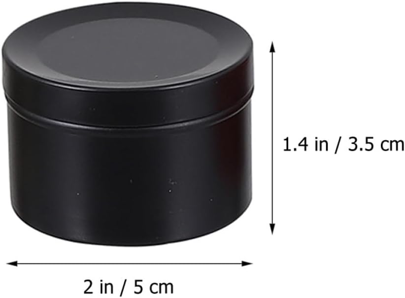 6pcs 50ml DIY Candle Jars Aluminum Alloy Solid Perfume Containers Black with Lids for Travel Cosmetic Storage and Candle Making