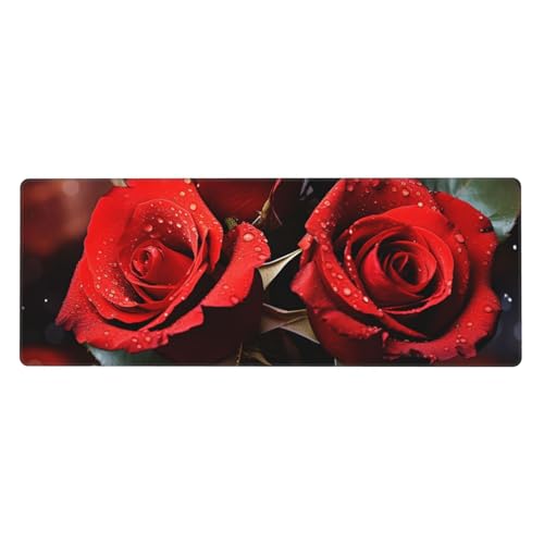 Tapis de souris avec roses rouges idée cadeau originale grand format de bureau