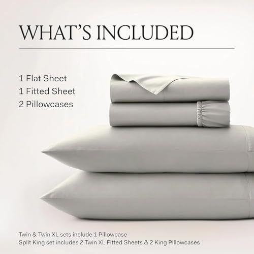 Image of BOLL & BRANCH Signature Hemmed Sheet Set - Split King, Hydrangea - Luxury 100% Organic Cotton - Includes 1 Flat, 2 Fitted, 2 Pillowcases - Buttery Soft