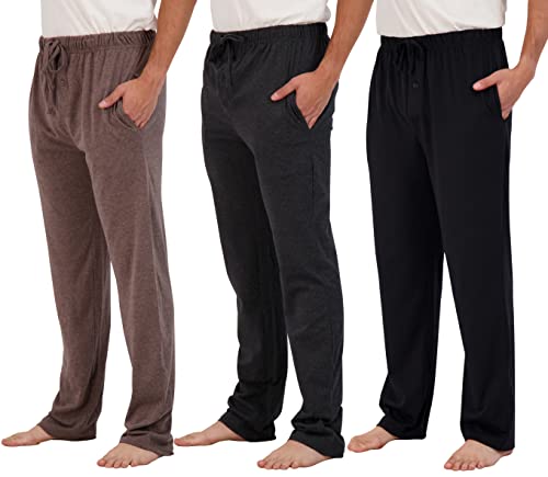 Real Essentials 3 Pack: Mens Big & Tall King Size Pajama Pants Cotton Soft Pajamas Men Flannel Bottoms Fleece Buffalo Plaid Pj Lounge Pants Sleepwear Pijamas Hombres Woven - Set 2, 5x Tall