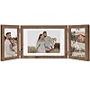 Sonefreiy 3 picture frame 5×7 and 4×6 photo collage frame for wall rustic hinged folding multi picture frames tabletop brown wooden frame gifts for mom grandma family friends  urban country home decor