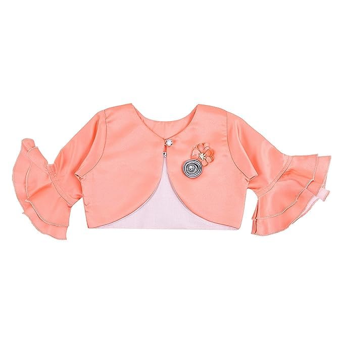 Image of Wish Karo Baby Girls Frock Dress for Girls with Jacket-(fe2803org Orange 9-12mths)