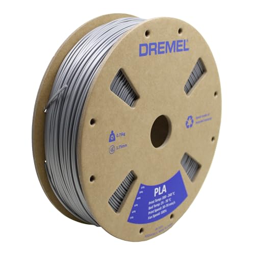 Dremel DigiLab PLA-SIL-01 3D Printer Filament, 1.75 mm Diameter, 0.75 kg Spool Weight, Color Silver, RFID Enabled, New Formula and 50 Percent More per Spool