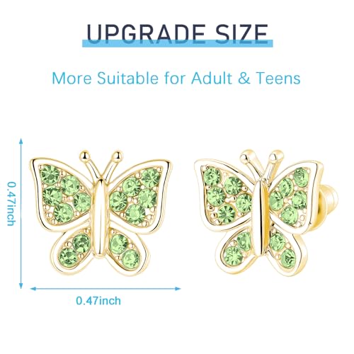 Image of Crystal Butterfly Earrings,Inlaid with Zirconia,Hypoallergenic Children's Diamond Silver Earrings,Birth Gift Birthday Valentine's Day Mother's Day Graduation Gift