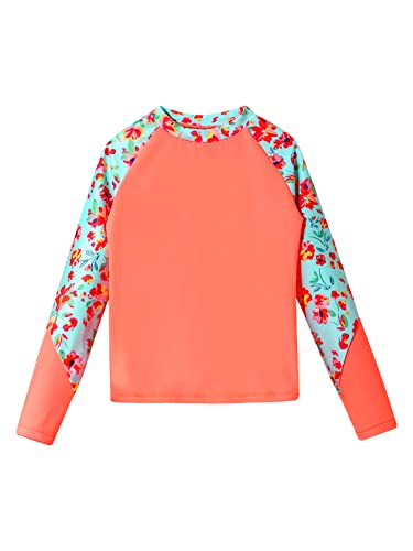 CHICTRY Girls 2 Pcs Floral Rash Guard Sets Long Sleeve Crop Top with Brief Beach Sunsuit Swiwmear3