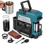 Akku-Kaffeemaschine für Bosch Professional 18V System GBA/GBA ProCORE AMPShare 18V Batte, Tragbare Filterkaffeemaschine mit Elektrischer Kaffeemühle und Kaffeetasse, für Camping, Reisen und Wohnmobile
