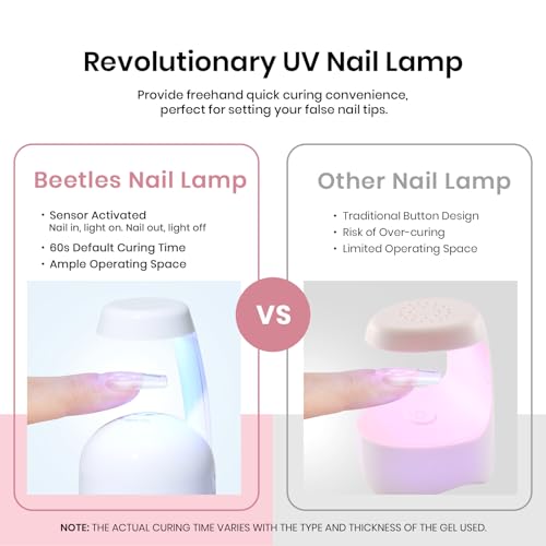 Image of Beetles Gel Nail Kit Short Square with Nail Dehydrator and Primer, 576Pcs Half Matte Etch-X Gel Tips Solid Glue Mini Lamp Acrylic Tips Easy DIY Extension Set Gift for Women