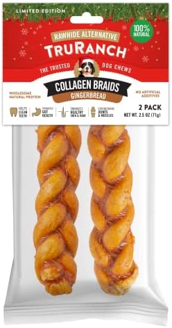 TRURANCH Collagen Braids for Dogs, Long Lasting, Holiday Gingerbr...