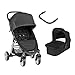 Baby Jogger City Mini 2 Duo Jet - Cochecito compacto de 4 ruedas + capazo + barra delantera en color negro
