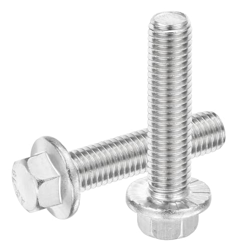 QUARKZMAN 6 Stück M12 x 50mm Sechskantschrauben mit geriffeltem Flansch, 304 Edelstahl Sechskopfschrauben mit Flansch für Haushalte, Maschinenwerkzeuge und DIY-Projekte, Silber