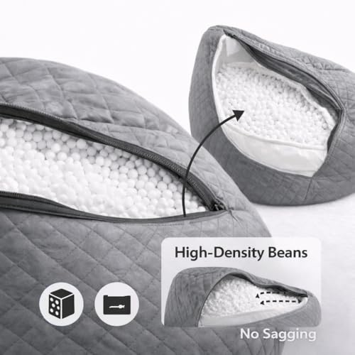 Image of Quilted Velvet Bean Bag with Filled Beans 3XL Bean Bag Chair | Capacity Upto 120Kg Weight | Filled Bean Bag Sofa (Grey3XL)