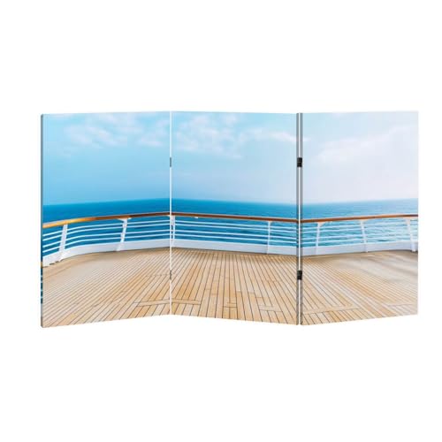 2 Ft Room Divider Screen Deck Luxury Cruise Ship Blue Sky Portable Short Canvas Folding Screen 3 Panel Freestanding Separator Privacy Partition Indoor Home Office