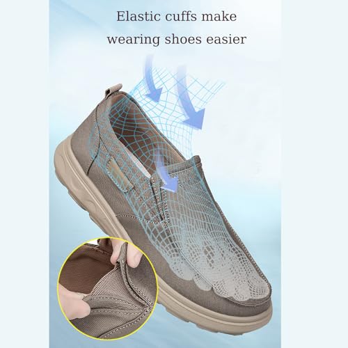 Men's Canvas Flat Slip-On Walking Loafers Comfortable Lightweight Non-Slip Hands Free Soft Casual Sneakers Non-Slip Driving Work Shoes3