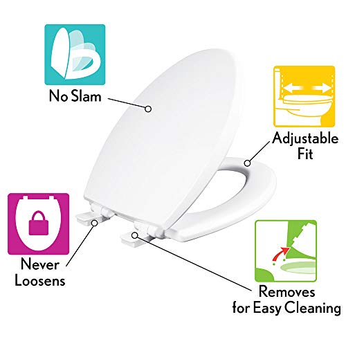 Mayfair 1847Slow 346 Kendall Slow-Close, Removable Enameled Wood Toilet Seat That Will Never Loosen, 1 Pack - Round, Biscuit/Linen #TOP2