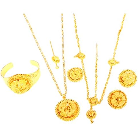 Ethiopian Gold Jewelry Set Hair Chain Forehead Chain Accessory Bridal Wedding Jewelry Cover