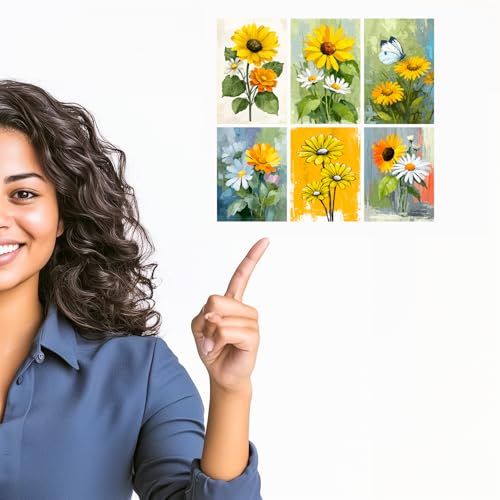 Image of SiddArtify Floral Wall Art Prints Set - Botanical Flower Poster Decor for Living Room Bedroom Office - Set of 2-4x6 Inch - Board (Pack of 6) - Sticker (Pack of 6)