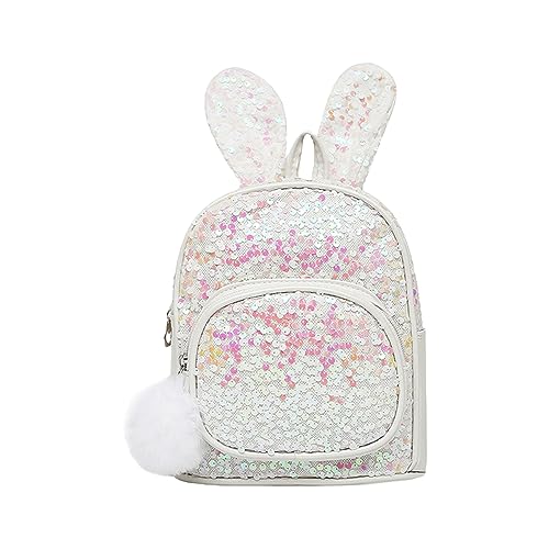 Sac à dos de randonnée léger pour femme, petit tout-petit, sac à dos à paillettes rembourré pour filles, maternelle, adolescente, blanc, taille unique