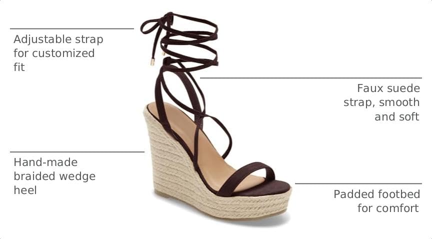 Image of Coutgo Women's Espadrille Wedges Lace Up Platform Ankle Cross Strap Slingback Summer Dress Sandals