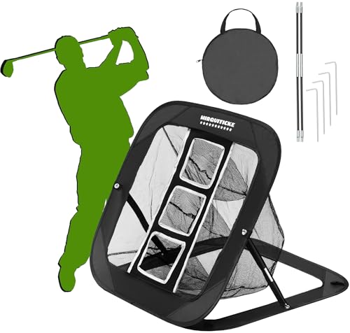 Golf Practice Hitting Net for Backyard Training - Hitting Aid Nets Driving Chipping Swing Training with Target - Gift for Men & Golf Lovers (Black)