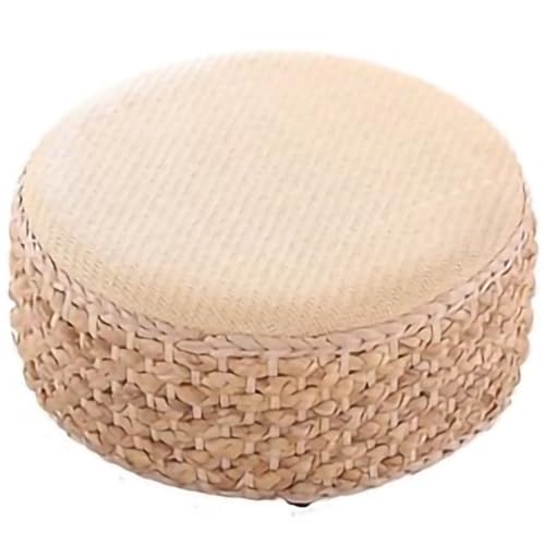 Silla De Suelo Japonesa Redonda/Cuadrada, Práctico Futón De Ratán Tipo Tatami, Otomana para Jardín Al Aire Libre, Ideal para Leer En El Balcón.(Original Color,Round)