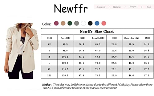 Newffr Women's Casual Blazer Long Sleeve Open Front Work Office Jacket With Pockets (As1, Alpha, Xx_L, Regular, Regular, White) #TOP6