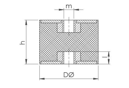 Machine Foot Furniture Foot Rubber Metal Element with Female Thread Type C on Both Sides (M10 x 10, 60 x 35) - Image 2