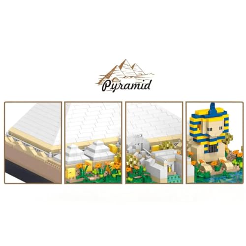 Image of Kawaii Kart Architectural Wonders Great Pyramids of Giza Monument Building Blocks 1600+ Pieces Mini Bricks Set, Architecture Educational Construction Learning Brick STEM DIY Collectible Toy