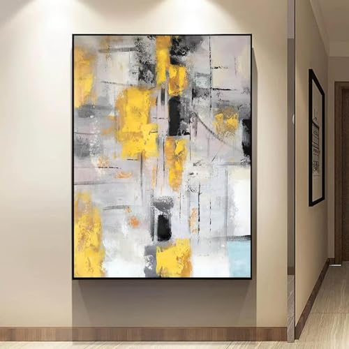 Peinture moderne abstraite jaune AEFOUU, décoration murale prête à suspendre 40x70