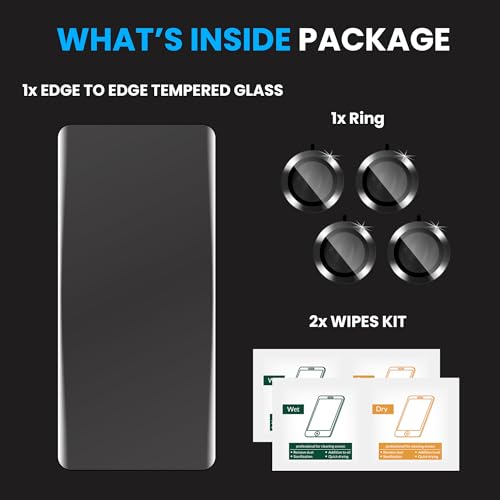 Image of ArmourPro UV Tempered Glass for Motorola Edge 70 Fusion 5G with Black Camera Ring Guard Combo, Crystal Clear Screen Protector, Case Friendly, Anti-Scratch, Bubble-Free Installation Kit